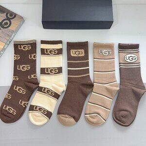 NWT UGG Brown Logo Sock Set (5 Pairs)